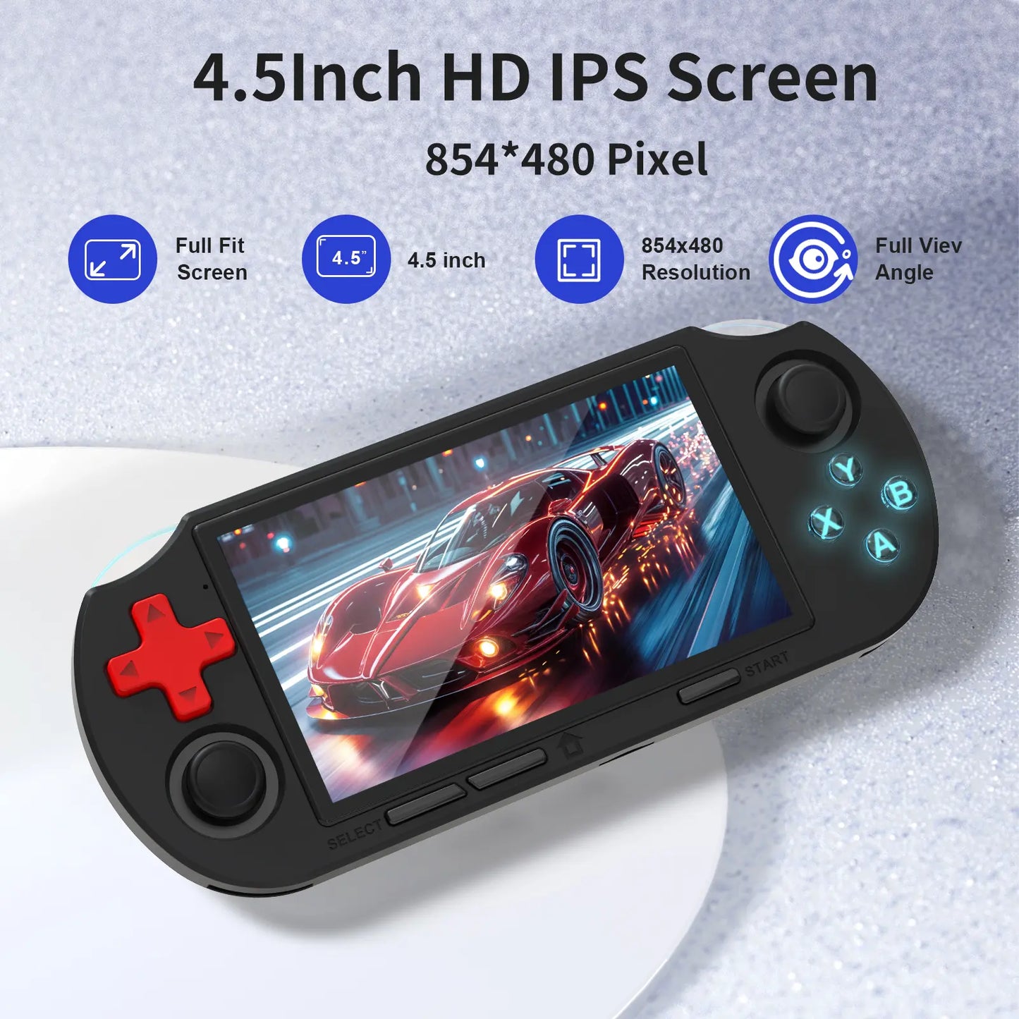 YLW ANS16 Handheld Retro Gaming Console with 4.5-Inch IPS Display, 64GB Memory, 16,000 Games, 14 Emulators, RGB Lighting, 3000mAh Battery - Portable Gaming Gift for Outdoor Fun