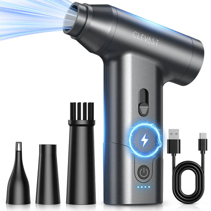 CLEVAST Compressed Air Duster – Super Power Cordless Electric Mini Air Blower, 130,000 RPM Brushless Motor, Stepless Speed Control, Rechargeable for PC, Keyboard, Car, Electronics Cleaning Kit