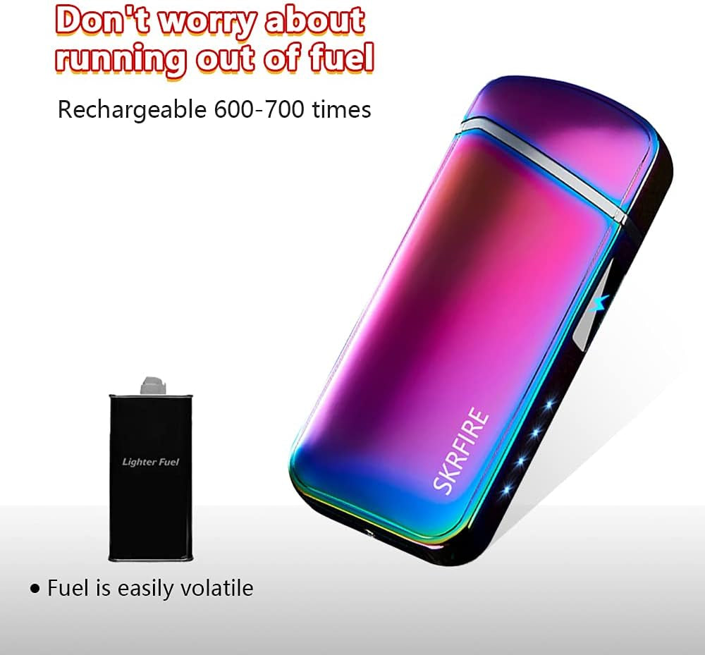 Electric Windproof Plasma Lighter with Dual Arc and Rechargeable USB, Featuring Rhythmic Flashing Battery Indicator (Magic)
