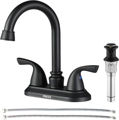 Matte Black 2-Handle Bathroom Faucet with Metal Drain Assembly and Supply Lines, NSF and CUPC Certified, Model 1359104