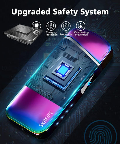 Electric Windproof Plasma Lighter with Dual Arc and Rechargeable USB, Featuring Rhythmic Flashing Battery Indicator (Magic)