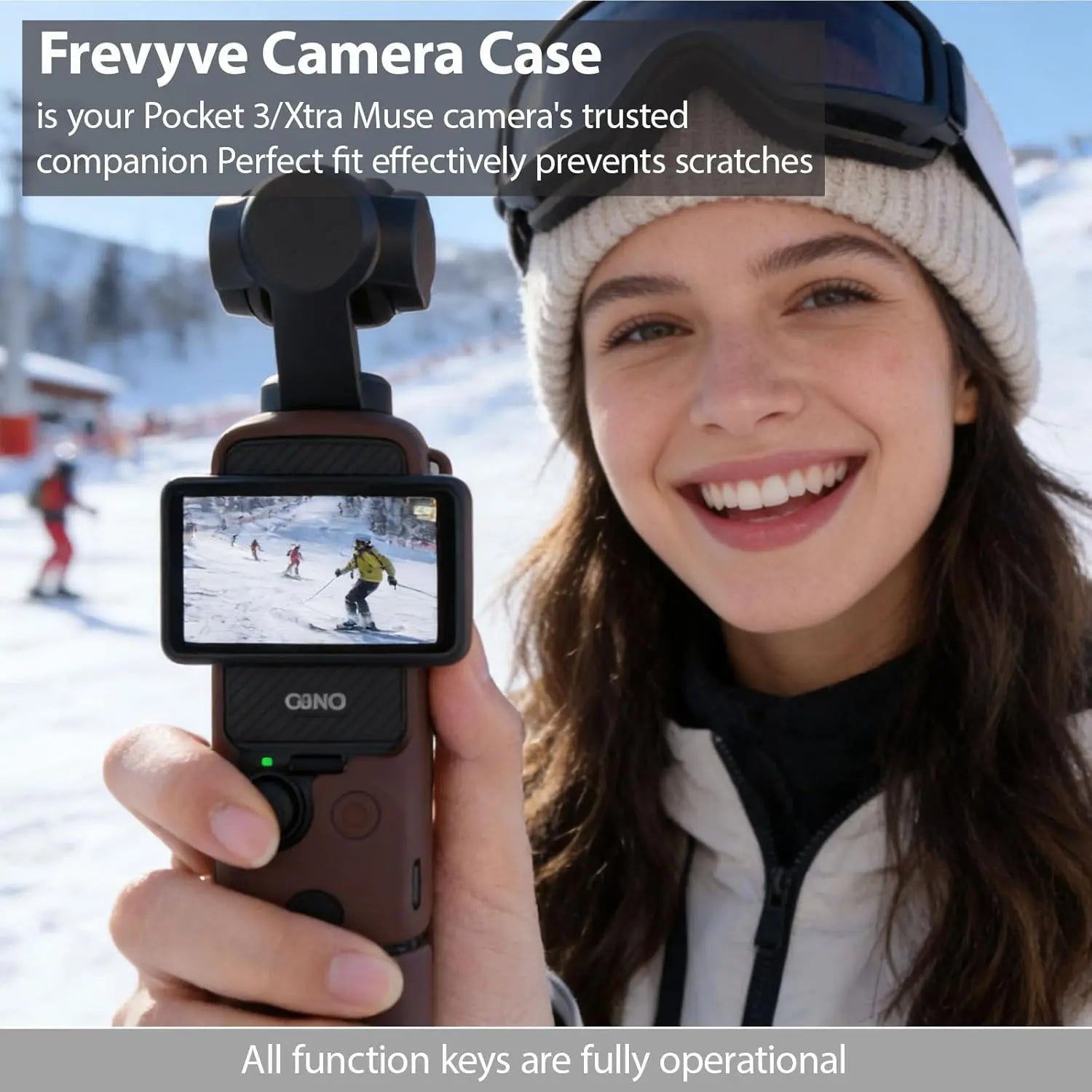 Soft Protective Case for Pocket 3/Xtra Muse Camera - Slim Fit, Anti-Scratch with Microphone Cover and Screen Protector Accessories (Brown)