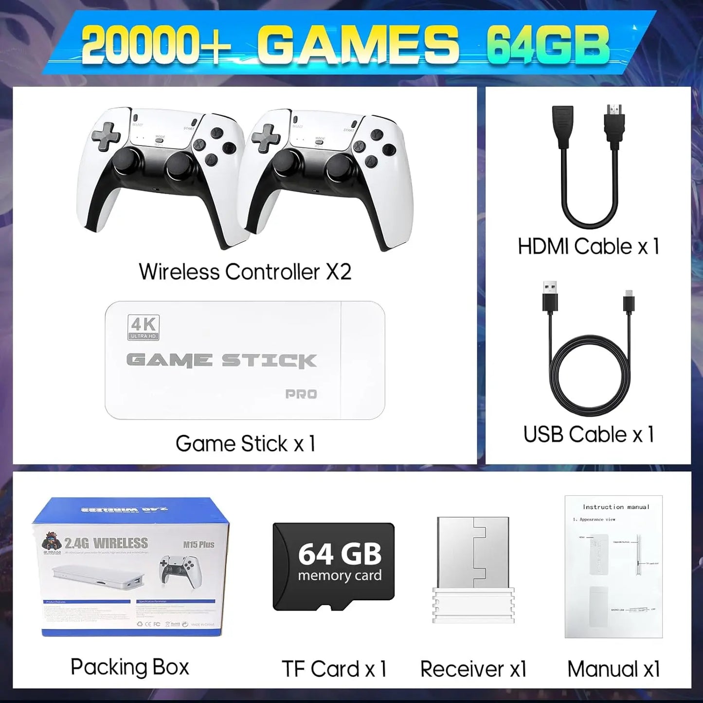 2026 Advanced Video Game Console with Over 20,000 Classic Games, HDMI Output, Wireless Joystick, and Game Emulator for Retro Arcade Experience