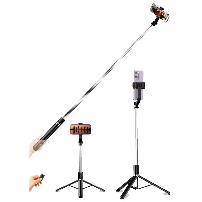 68-Inch Retractable Selfie Stick and Professional Floor Tripod for Live Streaming, Featuring Wireless Remote, 360° Rotation, and Stable Anti-Shake Design; Perfect for Travel Vlogs and Outdoor Streaming, Compatible with iPhone and Android Smartphones