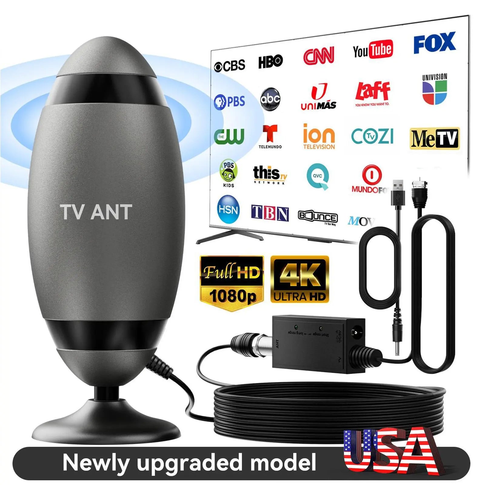 TV Antenna for Local Channels,Digital Indoor HD Antennas with Strong Magnetic Base, Easy Installation, Long Range Reception for Local Channels Summervibes