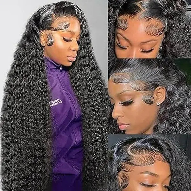 Haloqueen 34-Inch Women's Brazilian Virgin Human Hair Lace Front Wig - 13X4 Pre-Plucked Frontal with Natural Baby Hair, 200 Density Deep Wavy Wet and Wavy in Natural Color - $75.90