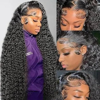 Haloqueen 34-Inch Women's Brazilian Virgin Human Hair Lace Front Wig - 13X4 Pre-Plucked Frontal with Natural Baby Hair, 200 Density Deep Wavy Wet and Wavy in Natural Color - $75.90