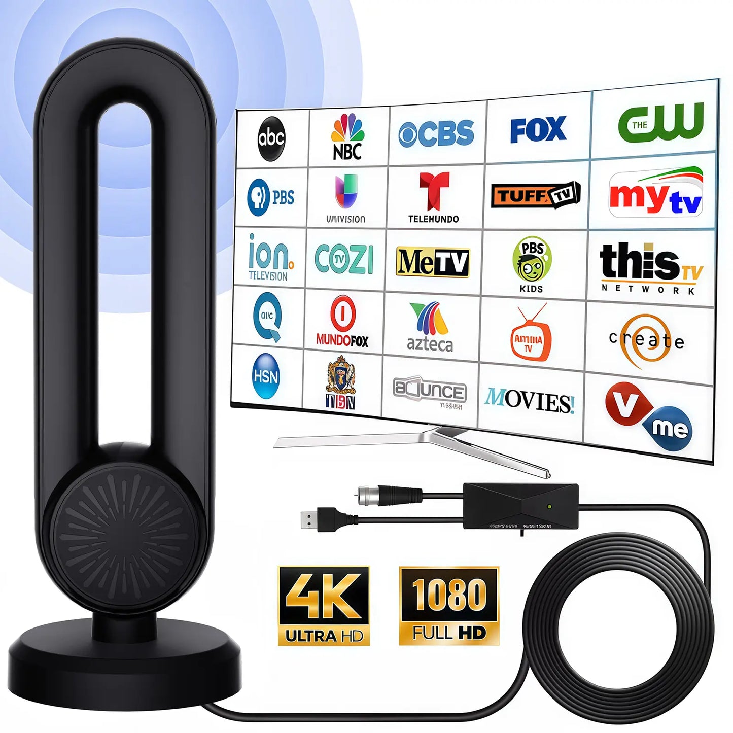 TV Antenna for Local Channels,Digital Indoor HD Antennas with Strong Magnetic Base, Easy Installation, Long Range Reception for Local Channels Summervibes
