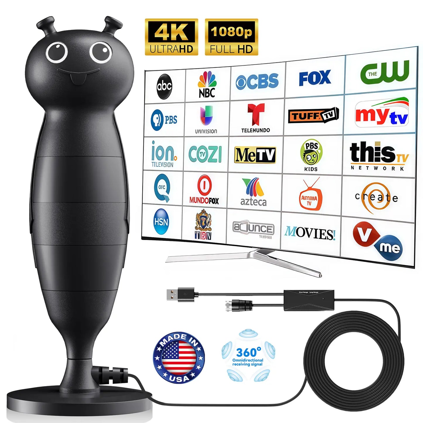 TV Antenna for Local Channels,Digital Indoor HD Antennas with Strong Magnetic Base, Easy Installation, Long Range Reception for Local Channels Summervibes