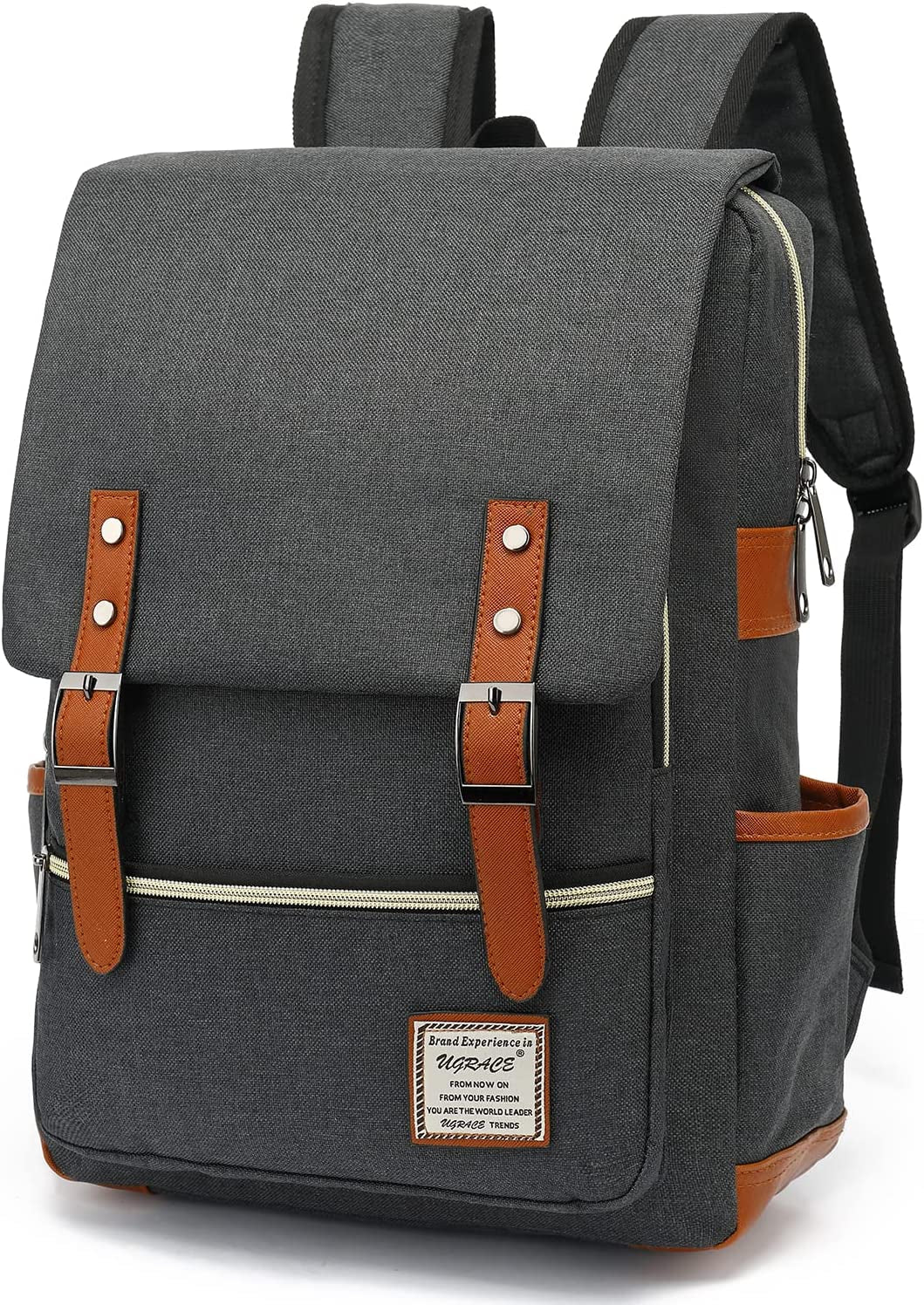Professional Slim Laptop Backpack for Men and Women, Tear-Resistant Travel Daypack Fits Up to 15.6 Inch Laptops in Charcoal Black