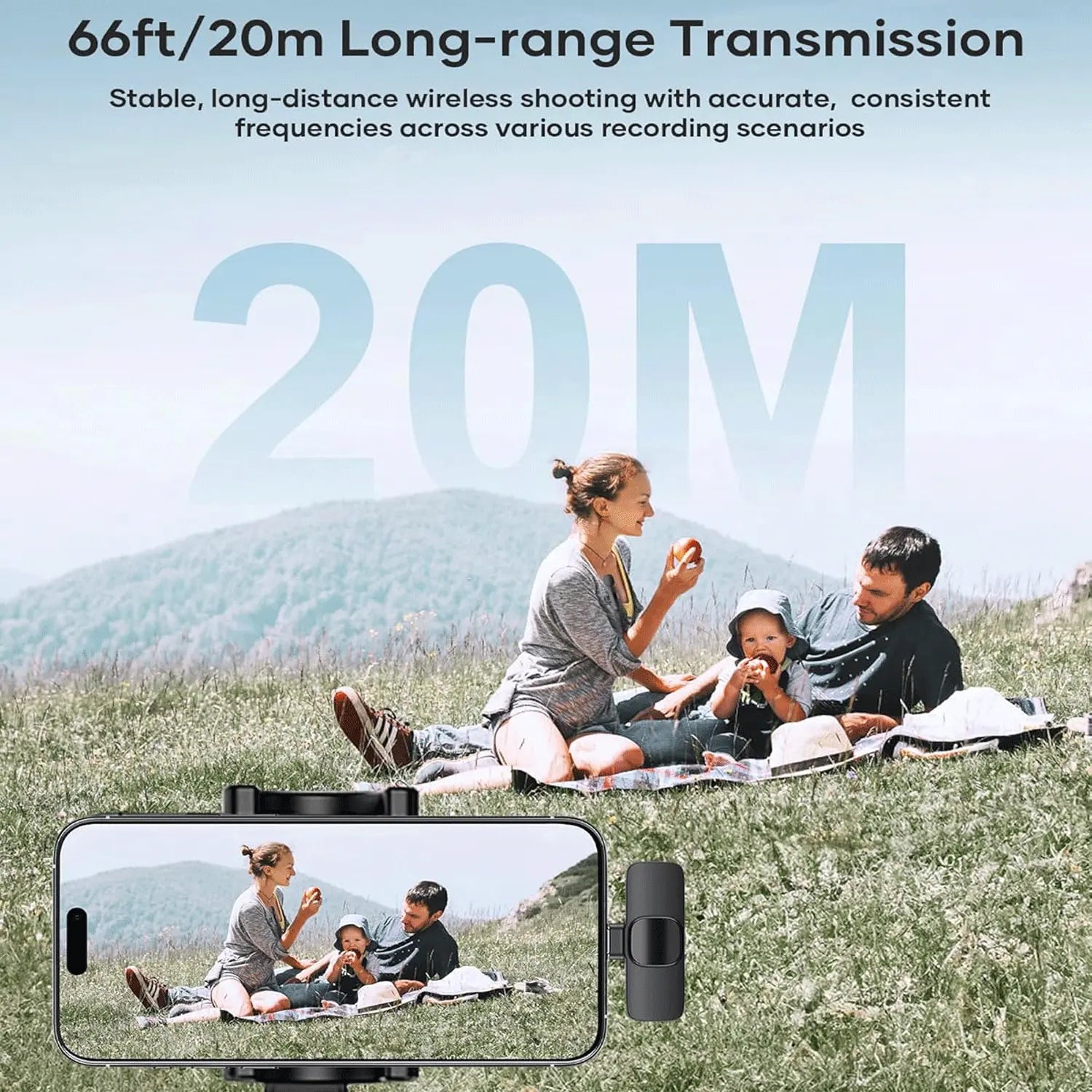 Hitozon Wireless Lavalier Microphone for iPhone 15/16/17, iPad, and Android - Portable USB-C Microphone with Noise Reduction for Video Recording, Vlogging, TikTok, and YouTube