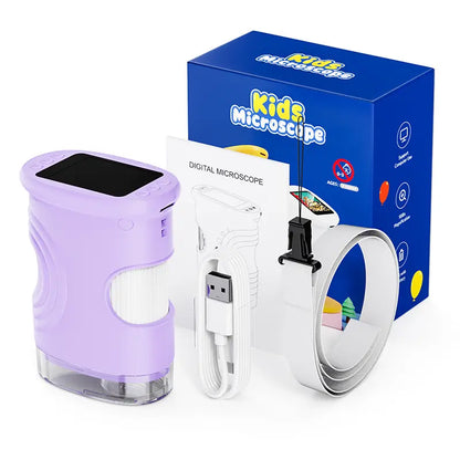 1000X Handheld Digital Microscope with 4K 2'' IPS Display, USB-Powered Portable Microscope for Educational Purposes, Ideal STEM Gift for Children Ages 3-12