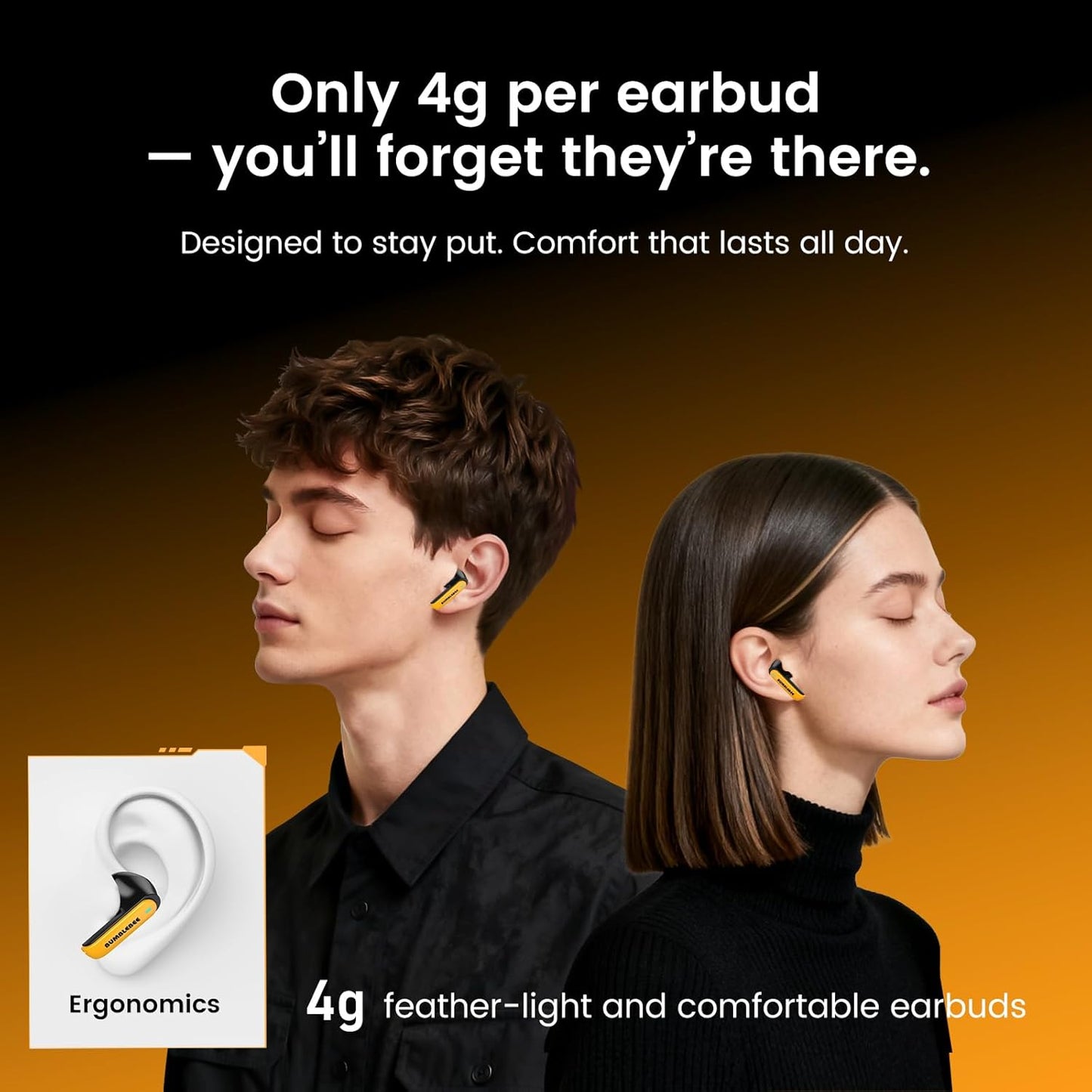 Bumblebee Official Bluetooth 5.4 Headphones, Wireless Earbuds with ENC Noise Cancelling Mic | Durable Alloy Earbud Case | Immersive Soundfor Gaming & Commute | Yellow