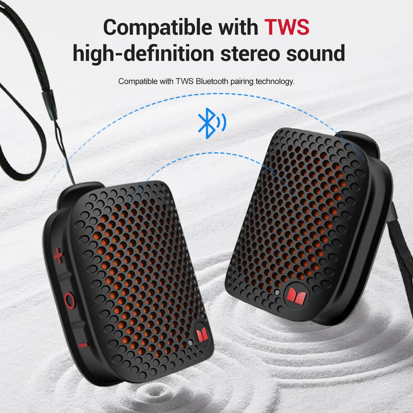 Monster M3 Portable Bluetooth Speaker - TWS Stereo Sound, IPX7 Waterproof, Magnetic Clip-On Design, Ultra-Portable 80G Wireless Speaker for Outdoor Activities, Travel, Camping, and Work