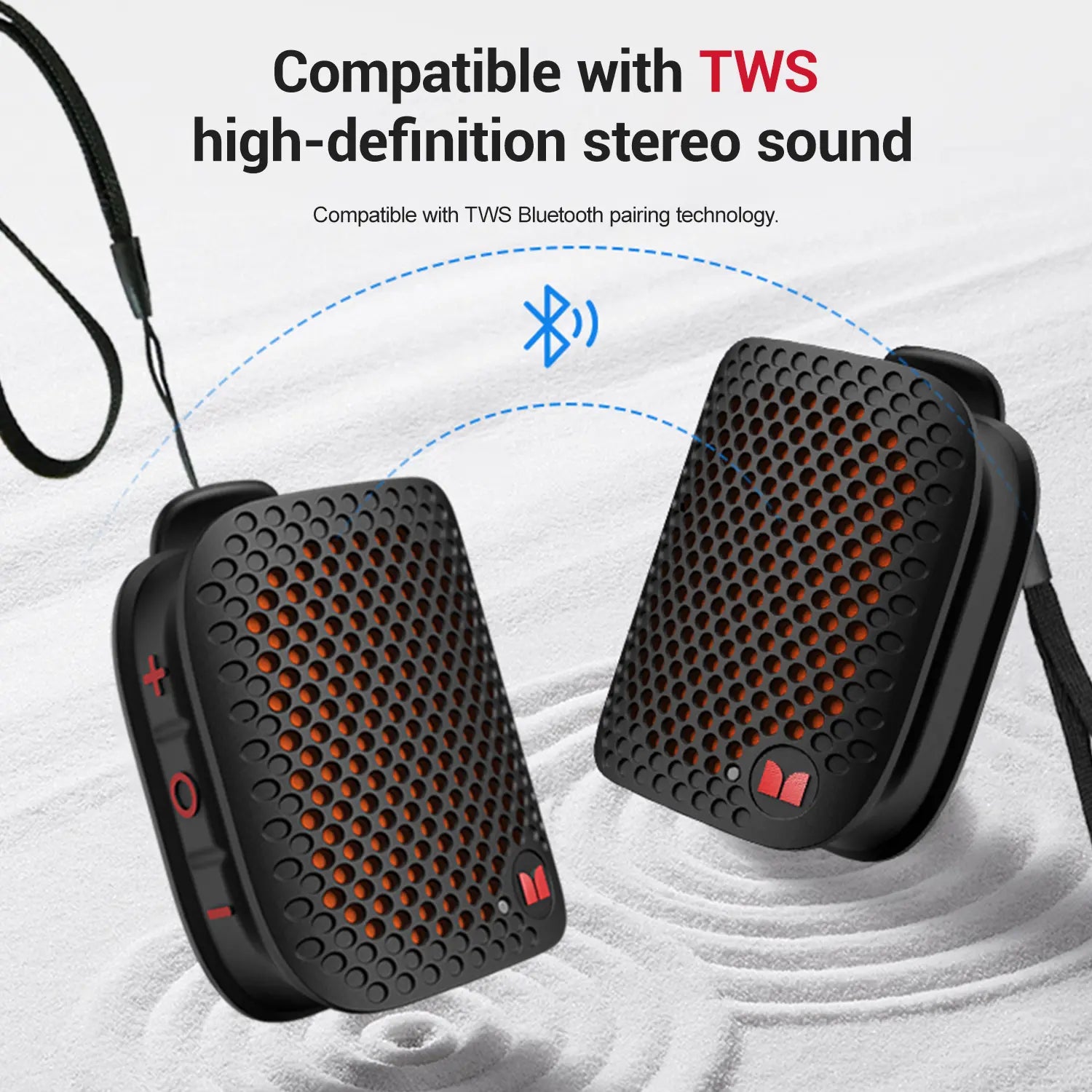 Monster M3 Portable Bluetooth Speaker - TWS Stereo Sound, IPX7 Waterproof, Magnetic Clip-On Design, Ultra-Portable 80G Wireless Speaker for Outdoor Activities, Travel, Camping, and Work