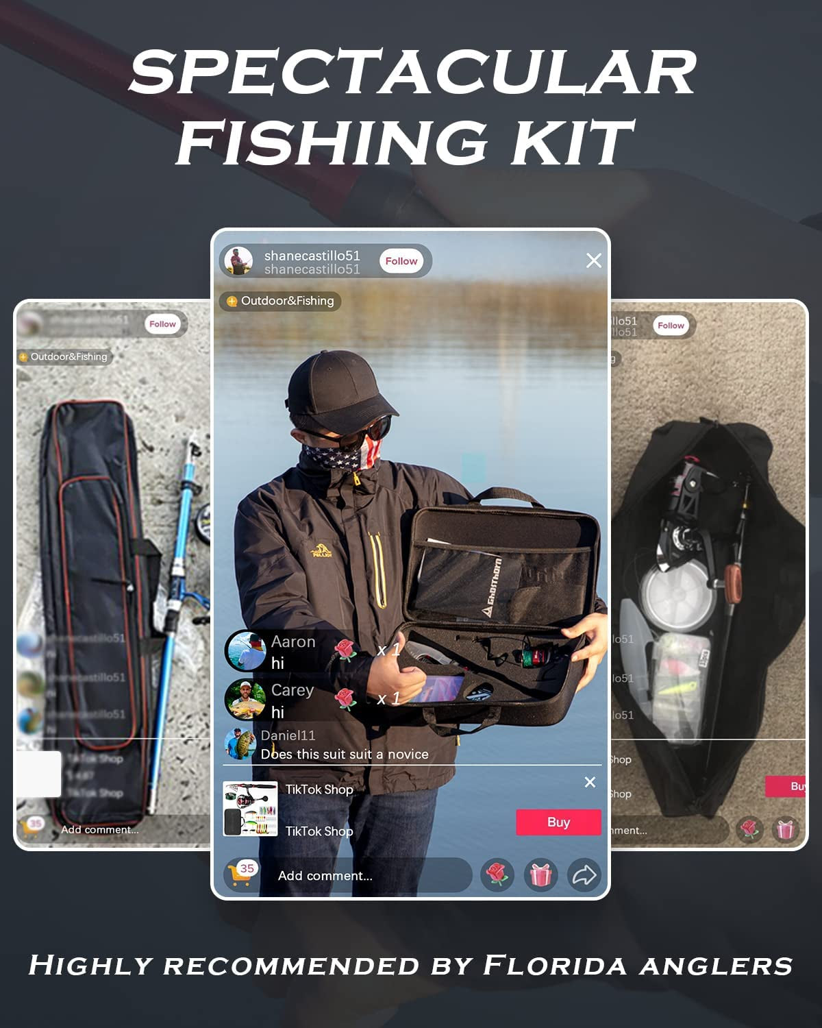 Telescopic Fishing Rod and Reel Combo - Portable 6Ft Fishing Kit for Freshwater and Saltwater with Carrier Bag - Ideal Gift for Dads