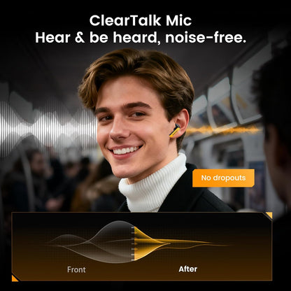 Bumblebee Official Bluetooth 5.4 Headphones, Wireless Earbuds with ENC Noise Cancelling Mic | Durable Alloy Earbud Case | Immersive Soundfor Gaming & Commute | Yellow