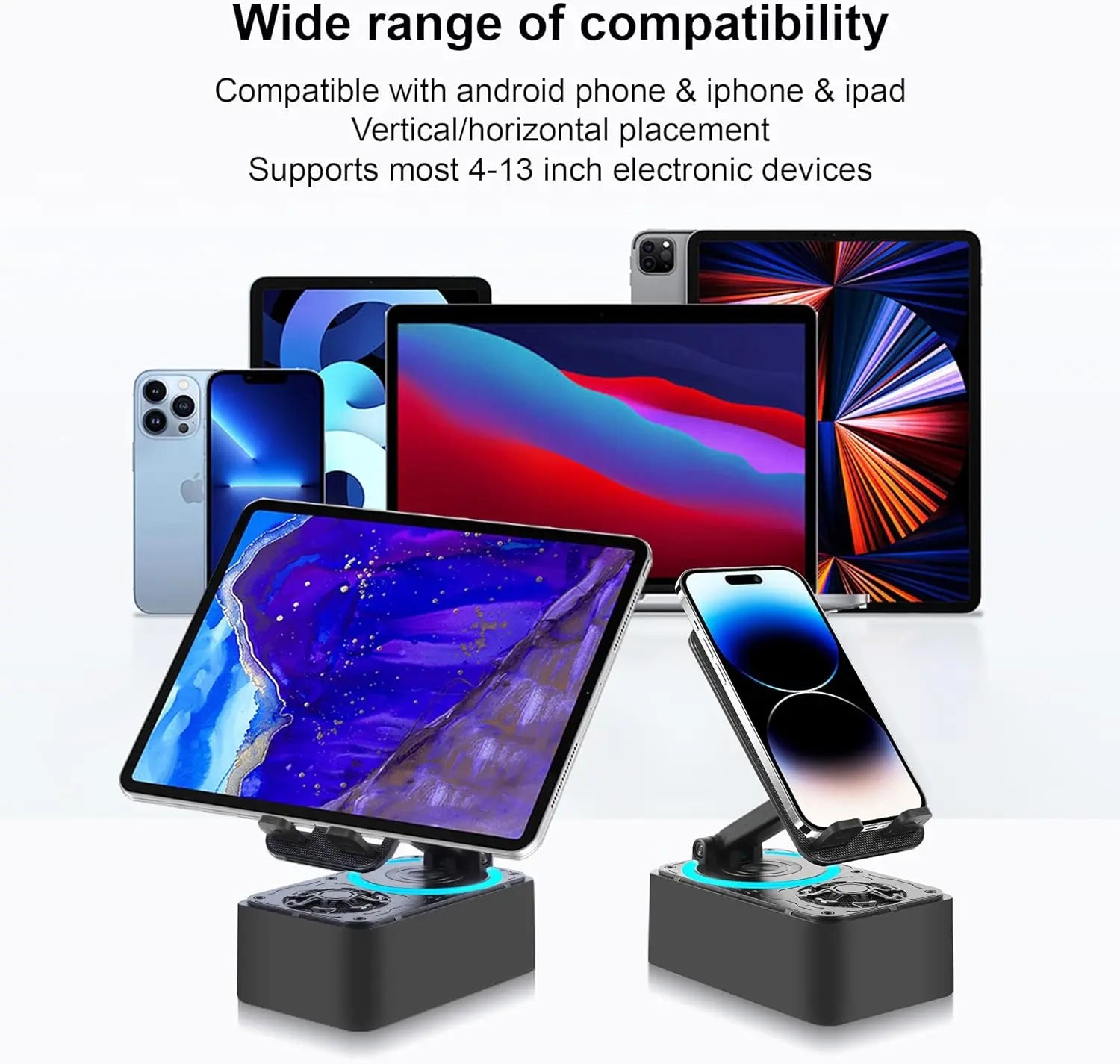 5-in-1 Wireless Bluetooth Audio Speaker with 3000mAh USB Charger, Colorful Lighting, and Device Stand for iPhones and Tablets