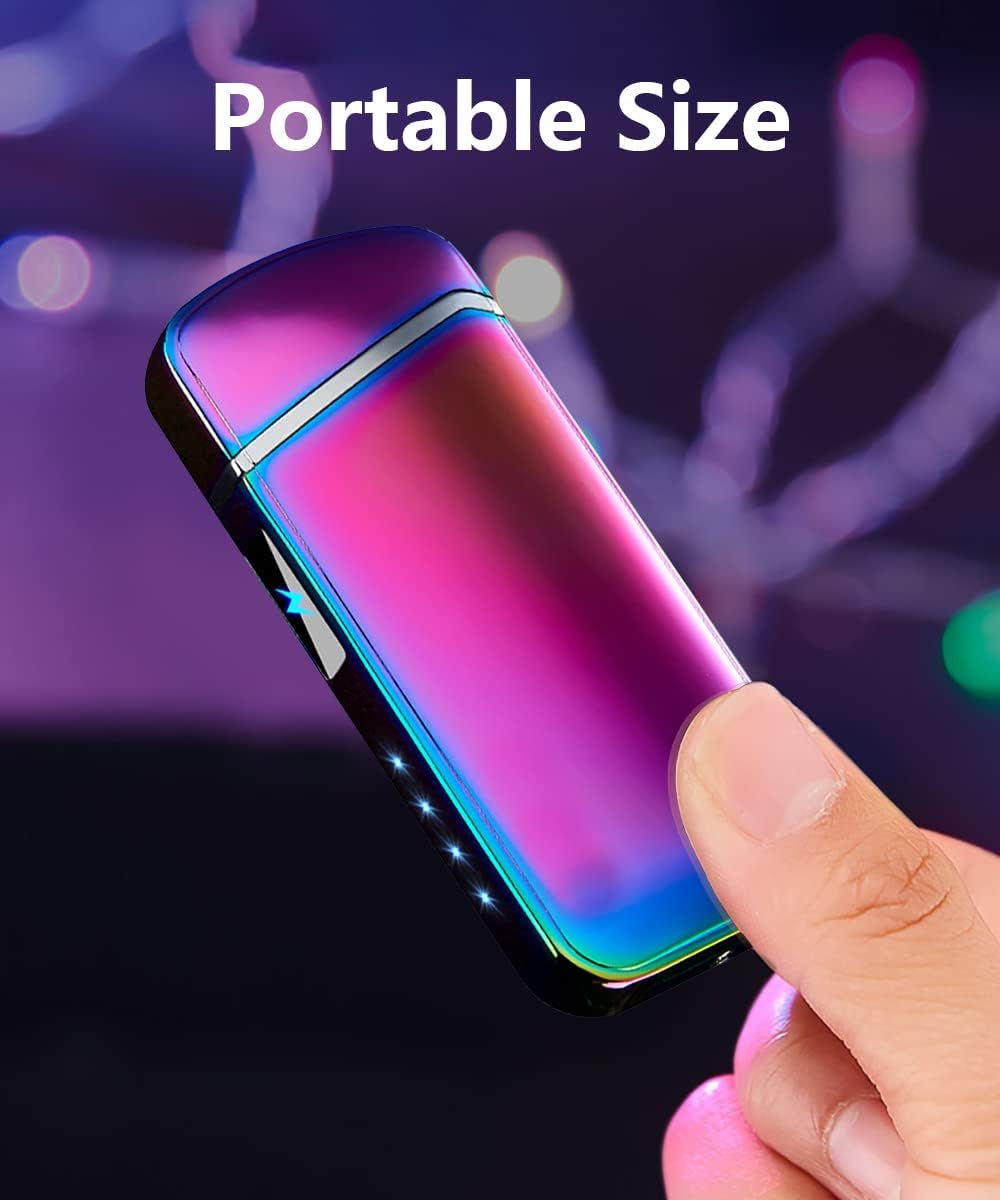 Electric Windproof Plasma Lighter with Dual Arc and Rechargeable USB, Featuring Rhythmic Flashing Battery Indicator (Magic)