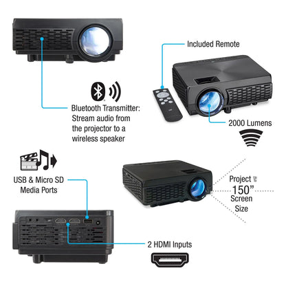 iLive Portable Projector Movie Set with 120-Inch Screen and Integrated Party Speaker